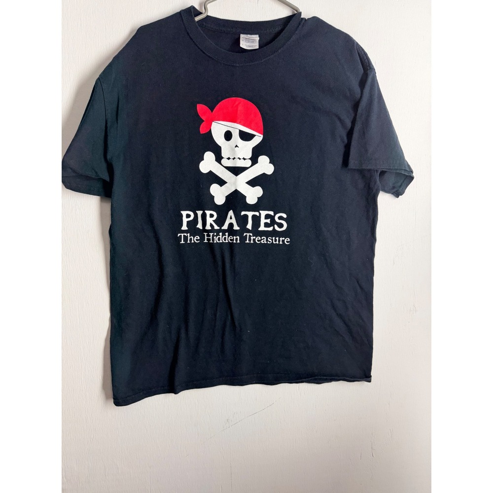 Pirates The Hidden Treasure T-Shirt Black Skull Crossbones Graphic Large